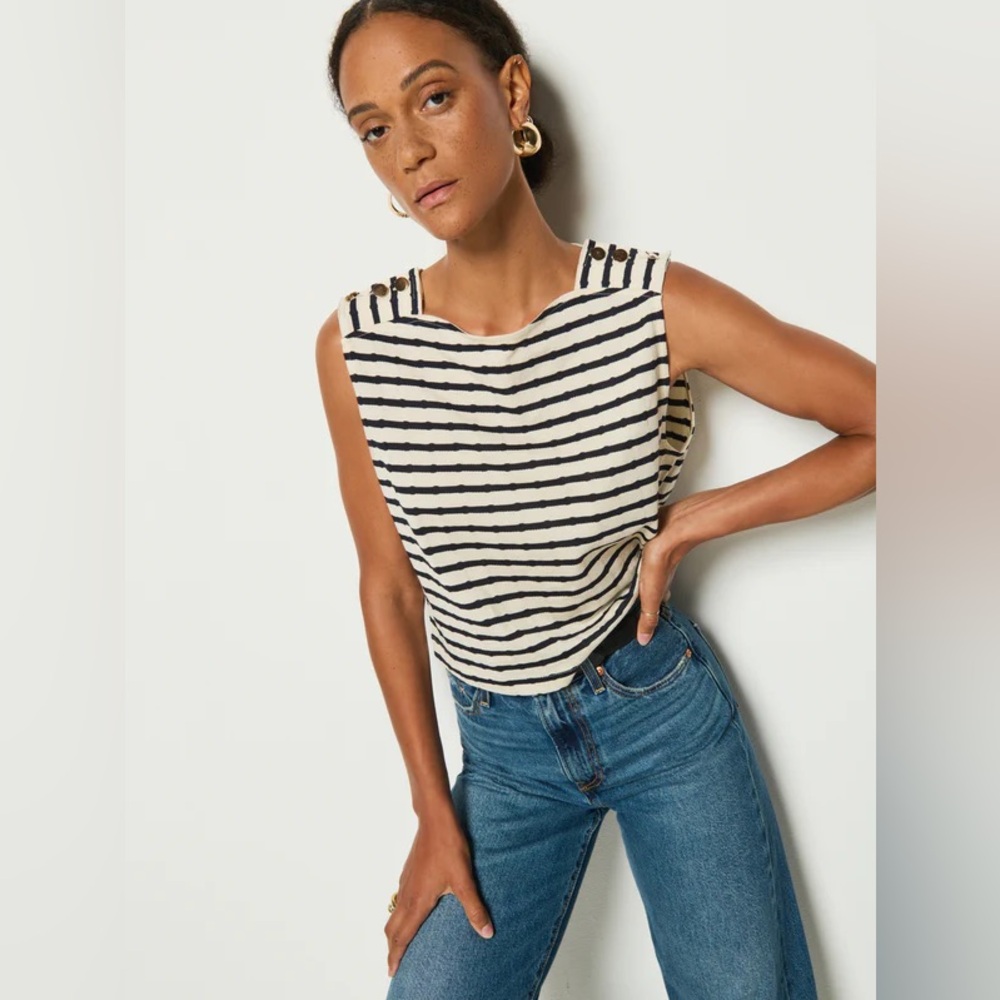 Nation LTD Striped Sleeveless Tank Top in Cream and Black